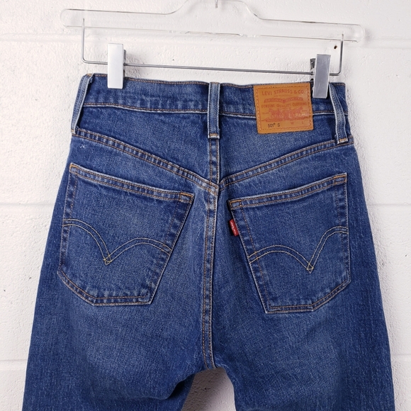 Levi's 501 Skinny Jeans Button Fly Dark Wash Women's Size 24 /30 - Picture 6 of 14